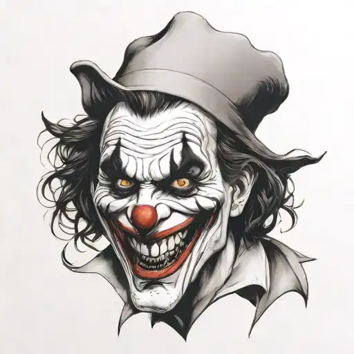 joker laugh in left hand tattoo design idea