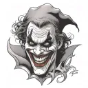 joker laugh in left hand tattoo design idea
