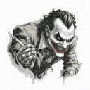 joker laugh in left hand tattoo design idea