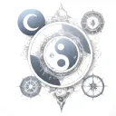 yin yang compass tattoo design idea