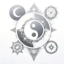 yin yang compass tattoo design idea