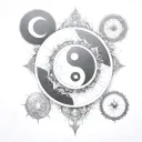 yin yang compass tattoo design idea
