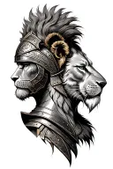 gladiator with lion armour side profile tattoo design idea
