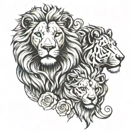 Christian, love, lion, couples tattoo tattoo design idea