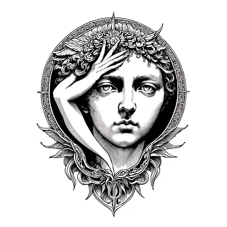 apollo lyre sun tattoo design idea