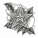 Texas star with a ring around it, surrounded by thick ivy in the background tattoo design idea