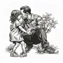 father and his daughter holding hands tattoo design idea