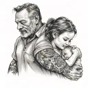 father and his daughter holding hands tattoo design idea