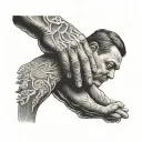 father and his daughter holding hands tattoo design idea