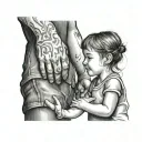 father and his daughter holding hands tattoo design idea