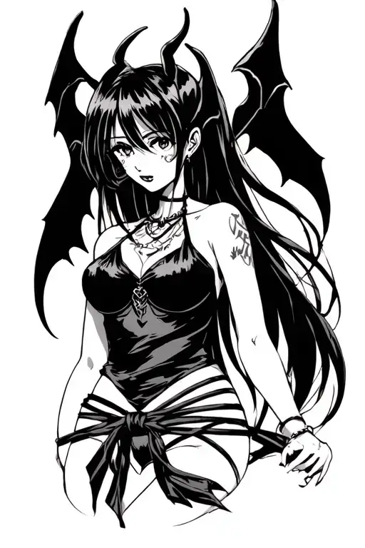 Anime, succubus, tied up tattoo design idea