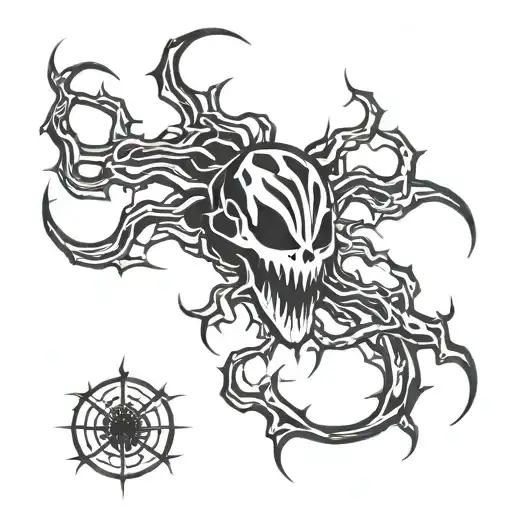 brotherhood of mutants symbol with carnage symbiote tattoo design idea