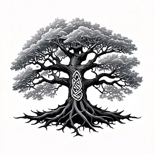 Oak Tree with deep celtic tattoo design idea