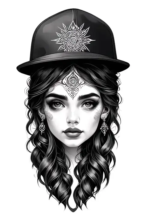 gemini sisters facing traditional hat tattoo design idea