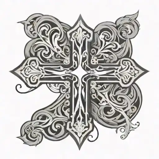 cross with cool line work tattoo tattoo design idea