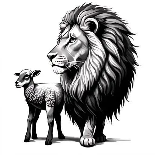 Lion And Lamb tattoo design idea