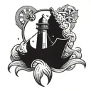 anchor and rocket tattoo design idea