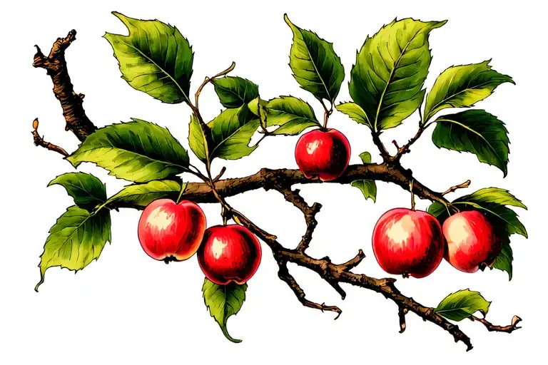tree branch with crabapple tattoo design idea