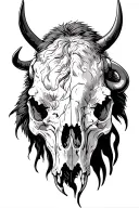 Bison skull with intertwined gothic JF tattoo design idea