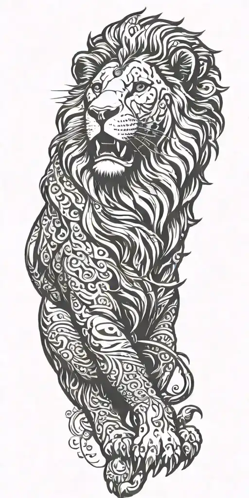 punjabi lion inspired using tattoo design idea