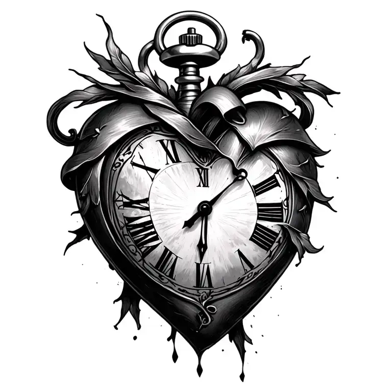 heart Pocket Watch wraping tattoo design idea