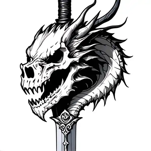 Dragon Skull sword tattoo tattoo design idea