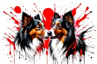 Two Shetland sheepdog looking at each other  tattoo design idea