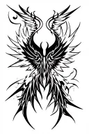 Full back left devil wing right angel wing tattoo design idea