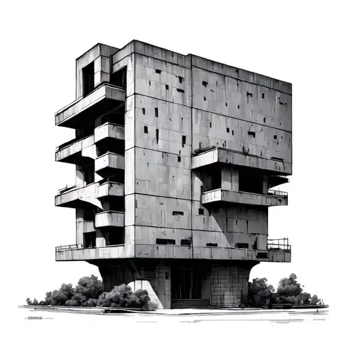 brutalist building made tattoo design idea