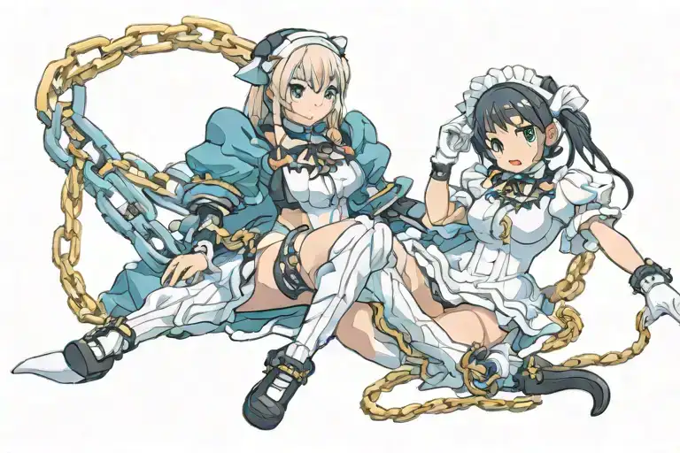 hentai maid girl is chained tattoo design idea