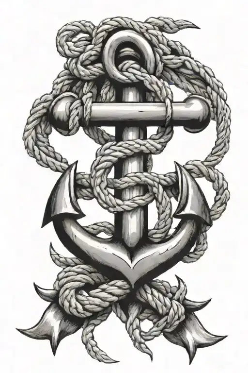 anchor with rope intertwined tattoo design idea