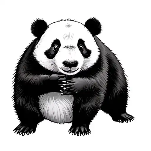 wombat and panda playing tattoo design idea