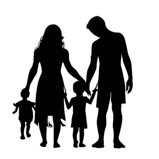 parents and their two male and female children tattoo design idea