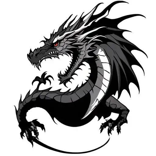 powerful andale Dragon, make the silhouette strong and powerful on biceps  tattoo design idea