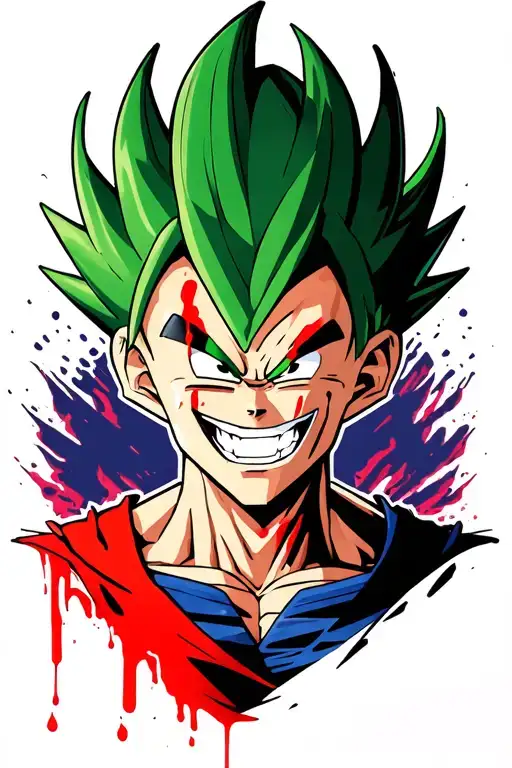 dragon ball z vegeta badass smile blood tattoo design idea