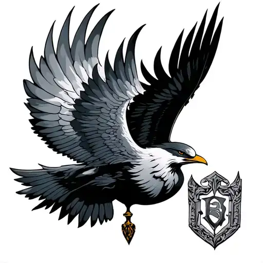 thunderbird flying with excalibur tattoo design idea