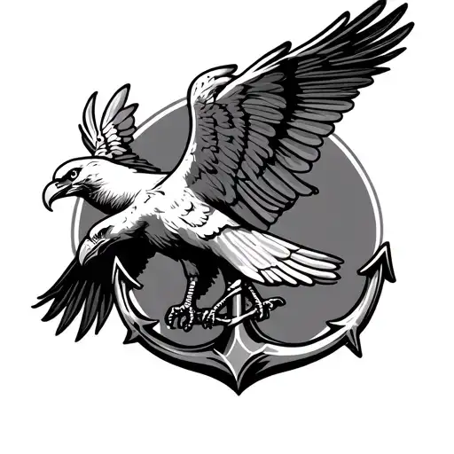 dove and eagle perched on anchor tattoo design idea