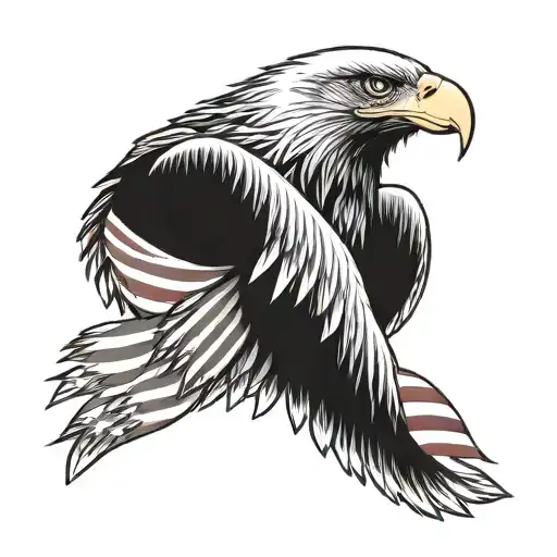 Eagle with American flag in the middle tattoo design idea