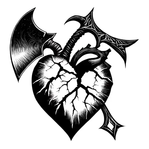 Carl jung, Archetypes, Wonded child/hero, cracked heart, nordic axe. tattoo design idea