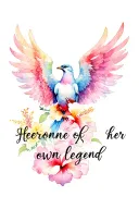 "Heroine of her own legend " phoenix rising from ashes with wings open, hibiscus flowers. tattoo design idea