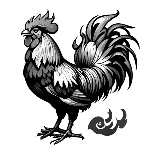 Fire Rooster tattoo design idea