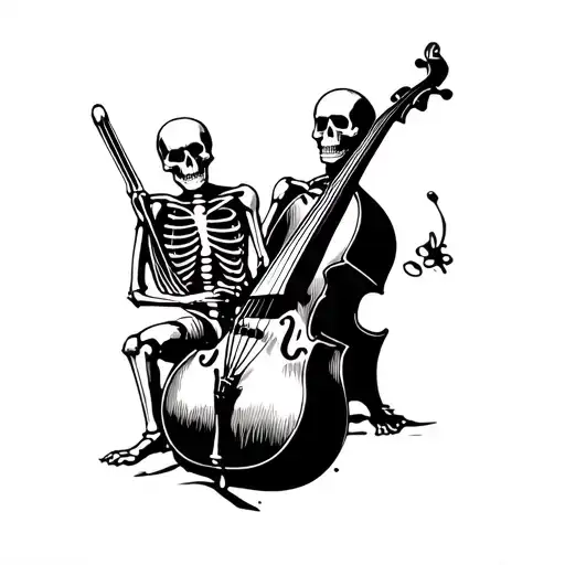 Skeleton band, double bass tattoo design idea