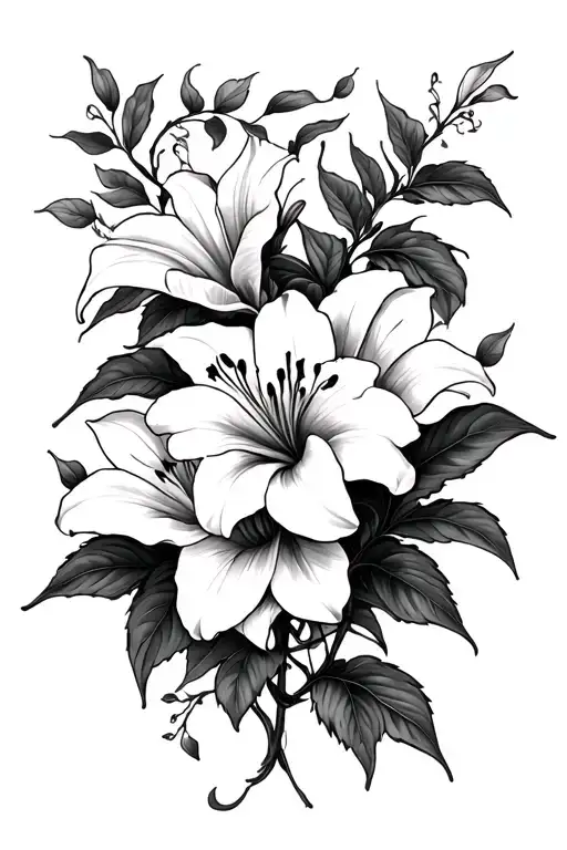 Lilly and vines intertwining tattoo design idea