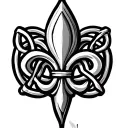 Fleur de Lis with celtic knot background black tattoo design idea