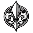 Fleur de Lis with celtic knot background black tattoo design idea