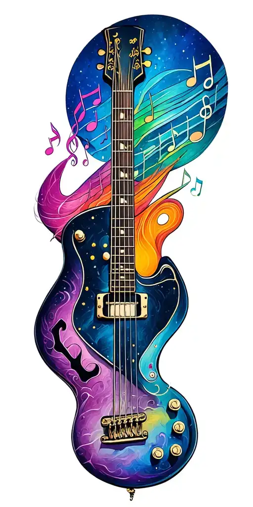 guitar music notes tattoo design idea
