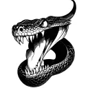 snake head fangs tattoo design idea