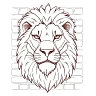 Lion face with bricks behind him tattoo design idea