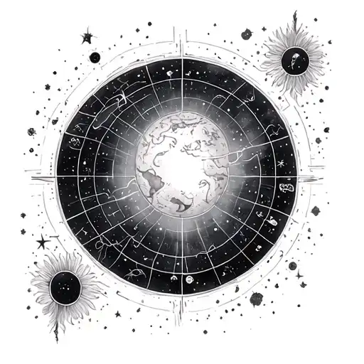 celestial map tattoo design idea