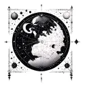 celestial map tattoo design idea